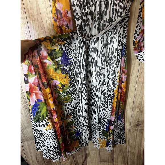 Spy Zone Exchange Dress Women’s Size Medium Animal Floral Print Sheer Maxi - Picture 5 of 12